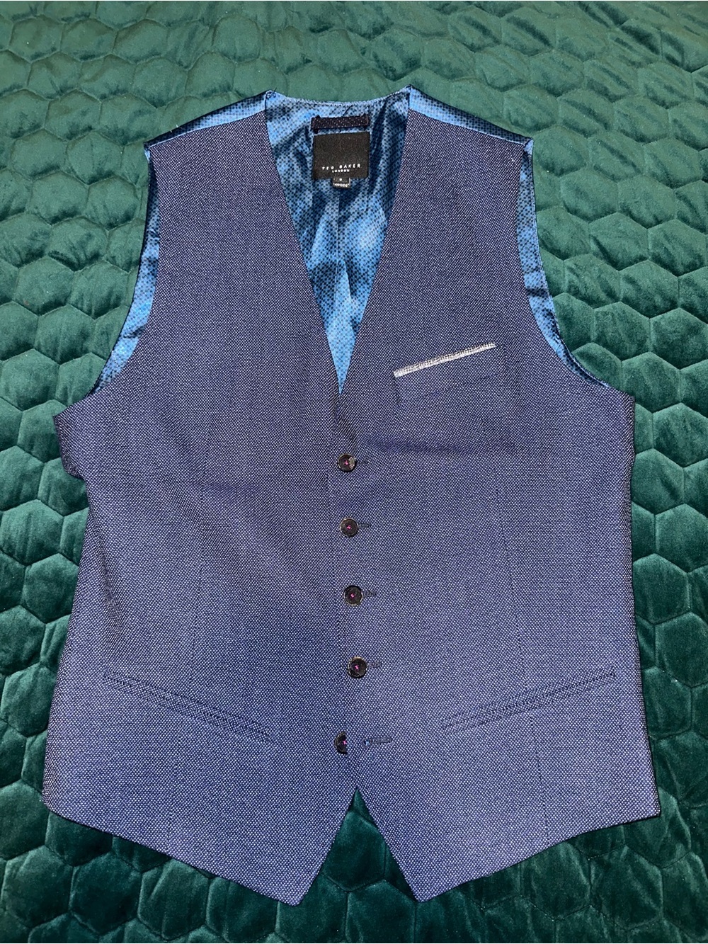 Ted Baker Blue Men's Tailored Waistcoat with Patterned Lining